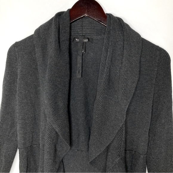 White House Black Market Charcoal Gray Unstructured Long Cardigan Sweater Small - Picture 2 of 9